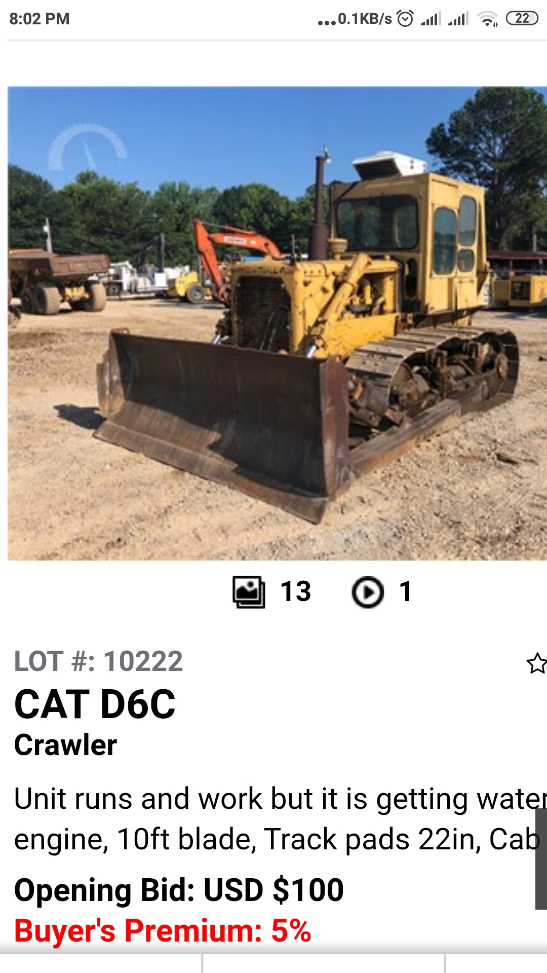 Caterpillar D6C Drawler with Cab